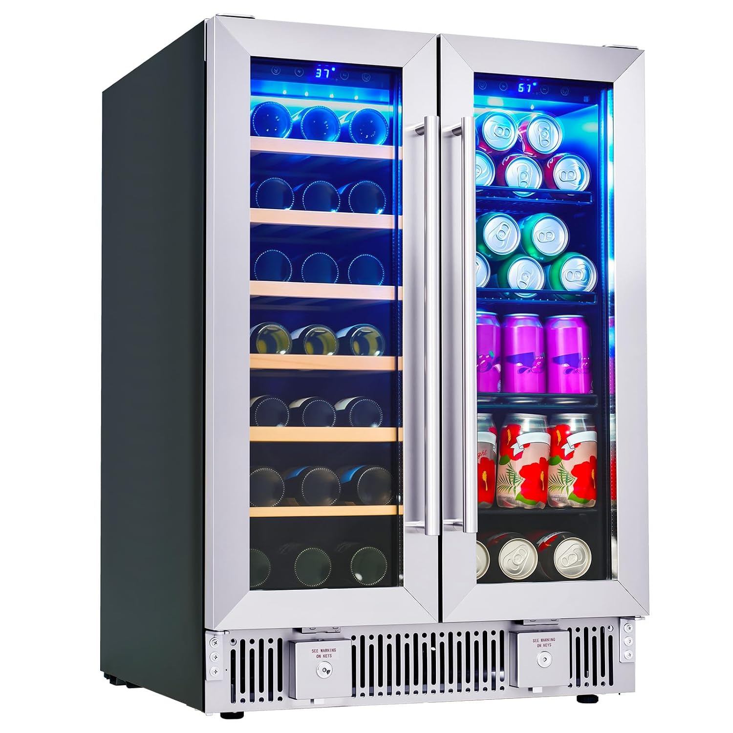 Wine Beer Dual Zone - Холодильник для напитков, 24-дюймовый двухзонный холодильник