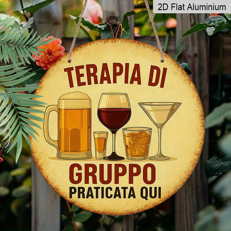 Beer And Wine Quote - 2D плоская круглая алюминиевая табличка, 1
